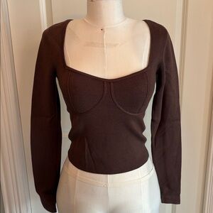 Abercrombie & Fitch sz S Chocolate Brown, Corset Slim Knit Top